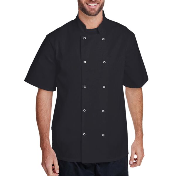 Unisex Ten Studded Front Short Sleeve Chef Coat Thumbnail